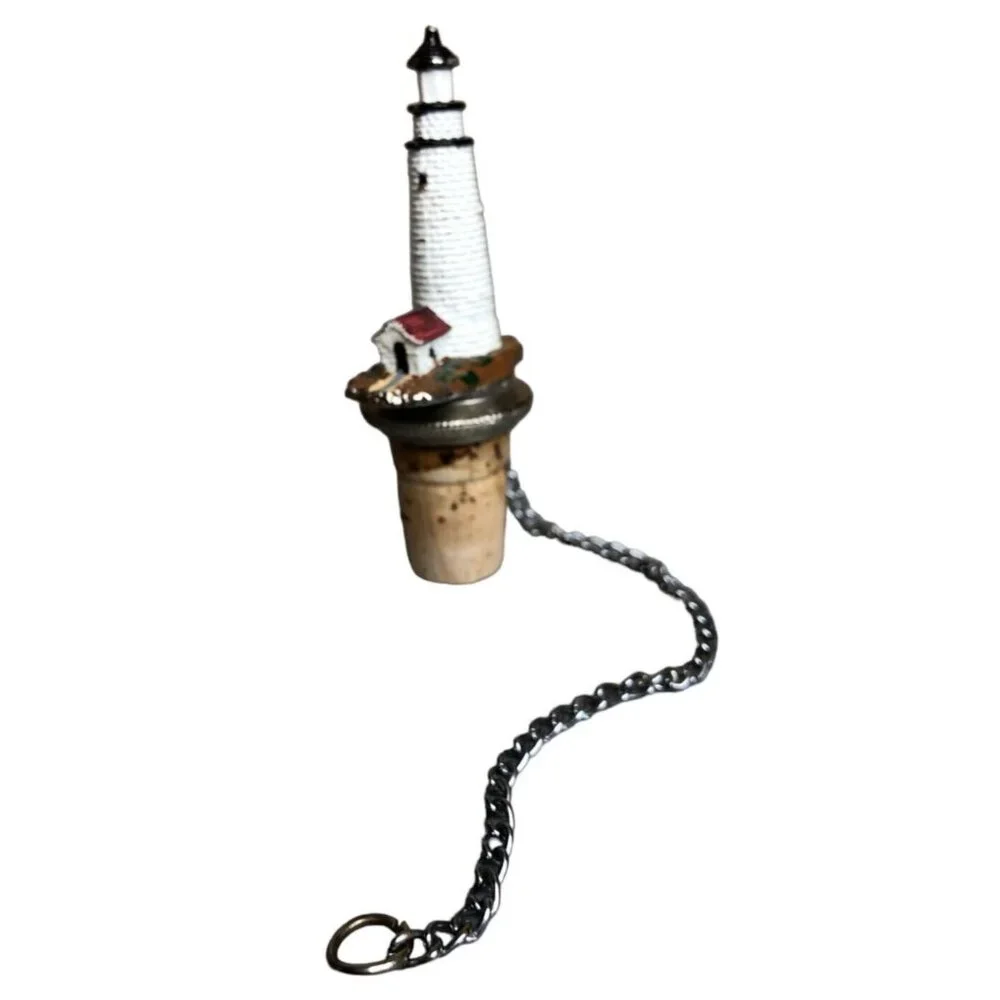 WTU Lighthouse Bottle Stopper Wine Liquor with Chain 3.75